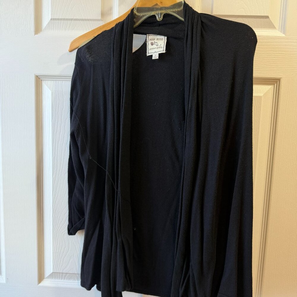 Pink Rose Black Cardigan - Size Small